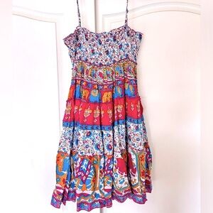 Anthropologie Colorful Bohemian Elephant Print Dress